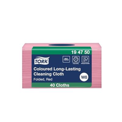 Tork 194750 Panno per pulizia colorato a lunga durata rosa Premium, compatibile con il sistema W8 (dispenser per panni piccolo), monovelo, 8 conf. x 40 panni (320 pz)