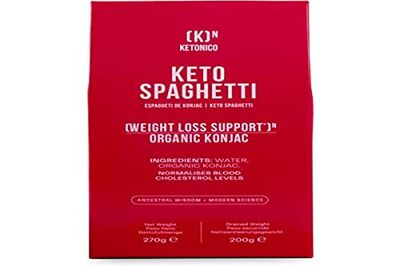 KETONICO Konjac Keto Sin Gluten, Sin Lactosa, Sin Soja, Sin OMG, Certificado Keto 1.2g Carbohidratos por Plato, Espaguetis