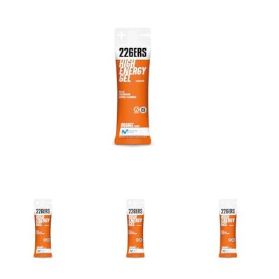 226ERS - High Energy Gel, Gel Energético para Deportistas, BCAA, Ciclodextrina, Hidratos de Carbono y Aromas Naturales, Uso de Glucosa y Digestión, sin Gluten, Vegano, Sabor Naranja, 1 x 76 g