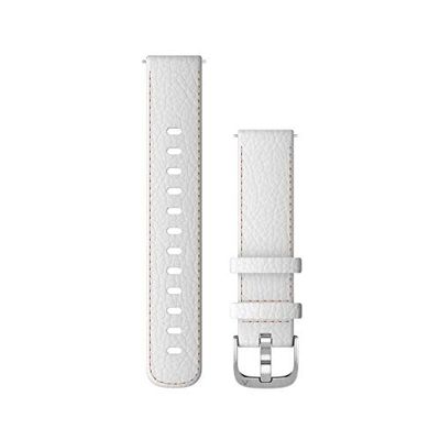 Cinturino Originale Garmin, 18mm, Sgancio rapido, Pelle, White & Silver