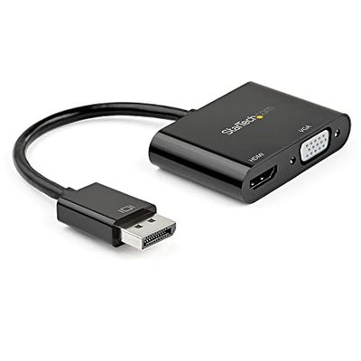 StarTech.com DisplayPort naar HDMI VGA Adapter - DisplayPort 1.2 HBR2 naar HDMI 2.0 (4K 60Hz) of VGA 1080p Converter Dongle - DP naar HDMI of VGA Monitor Adapter - Digitale Video Display Adapter