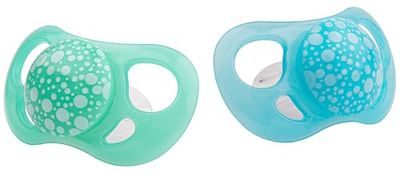 Twistshake Sucette pour Bébé - Paquet de 2 – Forme Orthodontique – Ultra Léger – Tétine en Silicone Souple – Sans BPA – Convient aux Bébés âgés de 0 à 6 Mois – Bleu Vert