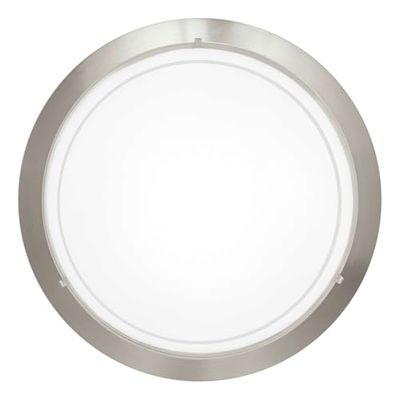 EGLO Planet 1 candeeiro de teto, aplique de 1 foco, plafond de metal prateado e vidro lacado a branco, casquilho E27