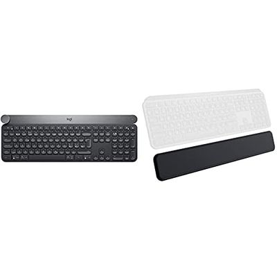 Logitech Craft Tastiera Wireless Illuminata Con Manopola Controllo Creativo, Wireless/Bluetooth 2,4 Ghz & Mx Palmrest Per Mx Keys Tastiera, Grigio