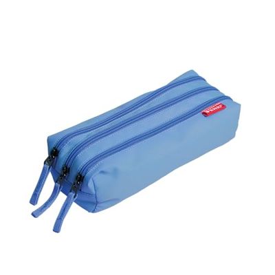 Enri, Astuccio scolastico 3 scomparti unisex, 21 x 9 x 8 cm, colore: blu