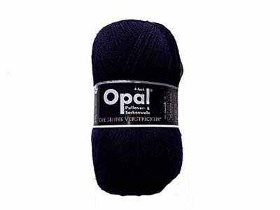 Opal Uni (425m) 4-Ply Yarn - Wool-Blend, Bright Solid Colours Yarn for Warm Socks and Sweaters, 5190 Marine, 1 x 100g