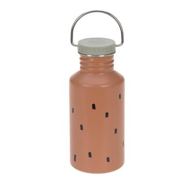 LÄSSIG Kinderfles, roestvrij staal, drinkfles, incl. sportbeker, 500 ml, lekvrij/fles roestvrij staal, Happy Prints karamel