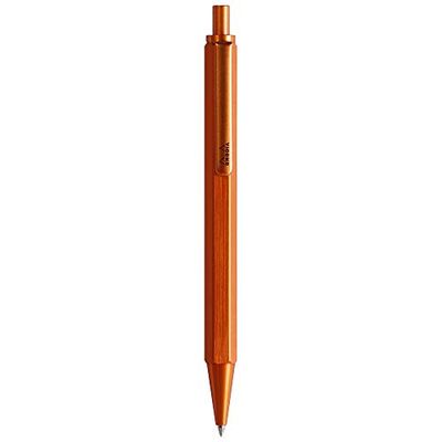RHODIA 9388C – navulbare balpen scRipt zeshoekige behuizing van geborsteld aluminium – oranje – intrekbare punt met hoge precisie 0,7 mm, zwarte inkt – collectie ScRipt