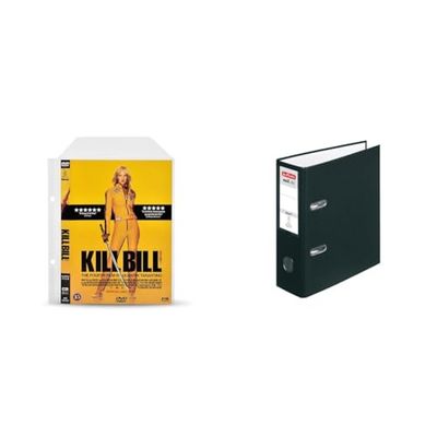 3L DVD hoezen met ringband gaten voor DVD-films opslag - 100 stuks - met ruimte voor DVD Cover - 10282 & Herlitz 10842300 hefboom archiefmap maX.file protect A5 staand 8cm zwart