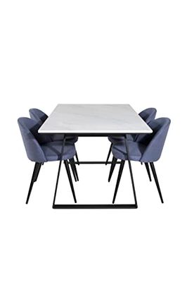 Venture Home GR19827 Estelle & Velvet Gastronomia Scrivania con 4 Sedia, 140 cm Lunghezza x 90 cm Larghezza x 74.5 cm Altezza, Blu