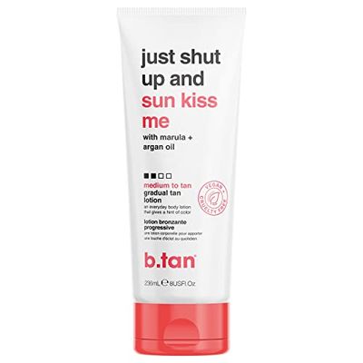 b.tan Daily Moisturizing & Ultra Hydrating Self Tanning Lotion | Håll käften och Sunkiss Me Everyday Glow Lotion - Utveckla en medium till brun bronserad glöd, infunderad med Marula + Arganolja, 8 Fl Oz