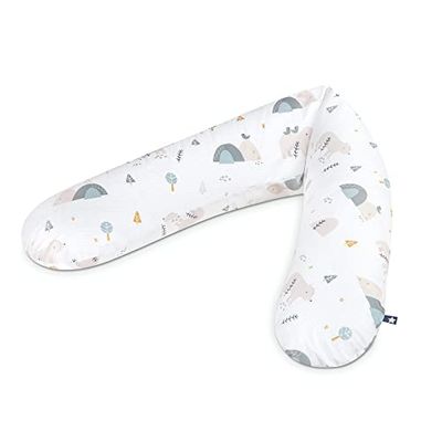 Julius Zöllner Cojín de Lactancia clásico de Aprox. 190 cm, Relleno de 42 litros de microperlas EPS, Fabricado en Alemania, Funda de algodón 100%, Certificado Oeko-Tex® Standard 100, Mountain Bear