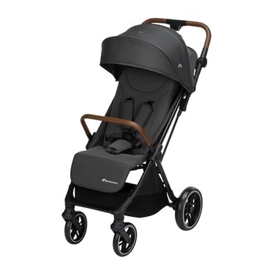 Bebeconfort Indra, Barnvagn, 0-4 år (22 kg), snabb automatisk hopfällbar resebarnvagn, integrerad fjädring, kompakt barnvagn, liggläge, inkl. regnskydd, kompatibel med bilbarnstol, Mineral Graphite