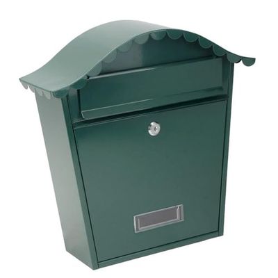 PRENDELUZ Boîte aux Lettres en Acier galvanisé Vert, 37 x 36 x 13,5 cm, avec Toit Anti-Pluie, idéale pour recevoir du courrier et protéger des Documents.