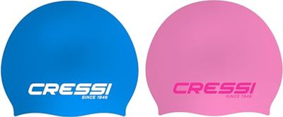 CRESSI Ricky Jr Swim Cap 2X Junior - Due Cuffie Junior per il Nuoto, Azzurro/Bianco + Rosa/Rosa, Bleu Clair/Blanc + Rose/Rose, Taglia Unica