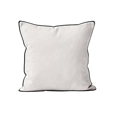 Soleil d'ocre Cojín de Microfibra Lavada Boheme, Blanco, 40 x 40 cm