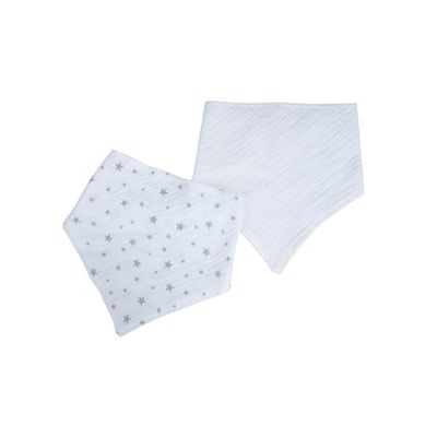 Set van 2 slabbetjes Bandana 100% katoenen gaas, 16 x 41 cm, wit