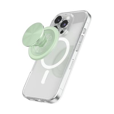 PopSockets: PopGrip Round per Magsafe - Anello Adattatore per MagSafe Incluso - Supporto e Impugnatura per Telefoni Cellulari e Custodia con un Top Intercambiabile - Aluminum Honeydew