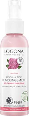 LOGONA Organic Rich Cleansing Milk with Organic Damascus Rose, Gentle & Nourishing Cleansing for Normal and Dry Skin, Natural and Vegan, 125 ml