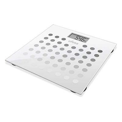 Ufesa BE0908 personenweegschaal, 29 x 28 cm, slank design, maateenheden: kg/LB/st, max. 150 kg/nauwkeurigheid 100 g, Auto-Stop