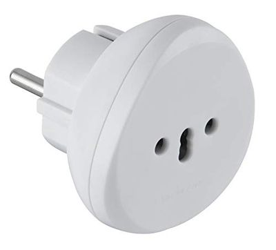 Electraline 70057 Adaptador de viagem suíça/Itália/Brasil para as suas tomadas de França/Europa, branco