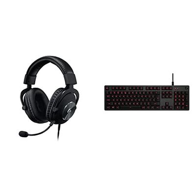 Logitech G PRO X Gaming-Headset, Over-Ear Headphones - Black & 13 Mechanical Gaming Keyboard, Romer-G with USB Pass-Through, US International Layout, Carbon Black