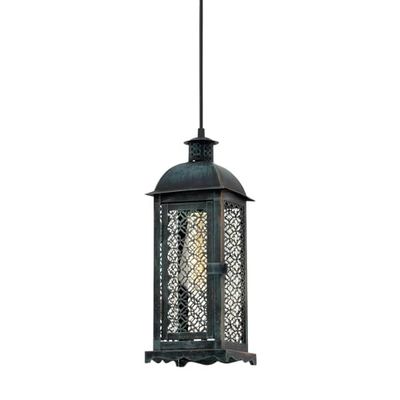 EGLO lampada a sospensione Lisburn 1, lanterna per soggiorno e sala da pranzo, illuminazione vintage in metallo in verde-patina, attacco lampadina E27