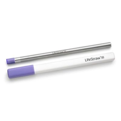 LifeStraw Sip – Cannuccia filtrante riutilizzabile in acciaio inossidabile con custodia, elimina microplastica, batteri e parassiti per viaggi e uso quotidiano, Thistle Purple