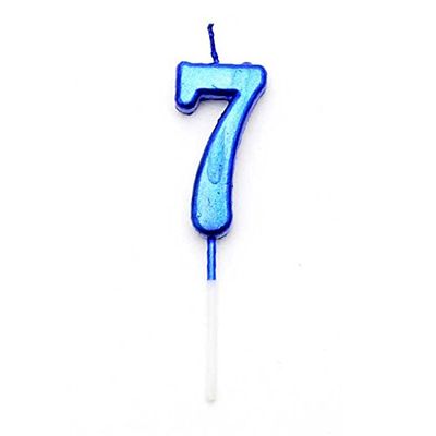 SHATCHI Blue 7 Number Candle Boys Birthday Wedding Anniversary New Year Party Cake Decorations Topper,4.5 cm