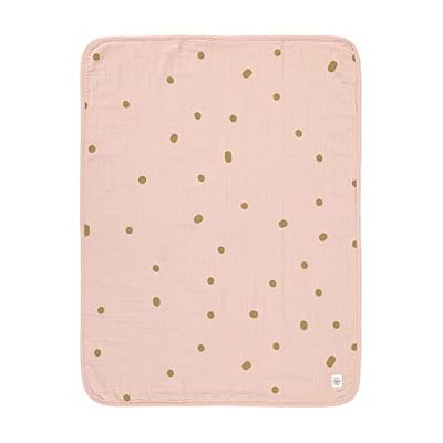 LÄSSIG Mull manta para bebés manta para gatear manta de peluche con certificado GOTS/Muslin Blanket 75 x 100 cm Dots powder pink