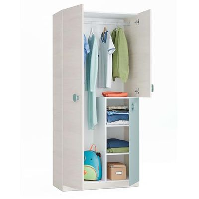 Habitdesign Armoire pour jeunes, Finition en Blanc Alpes et Vert Acqua, Mesures : 90 cm (L) x 200 cm (H) x 52 cm (P)