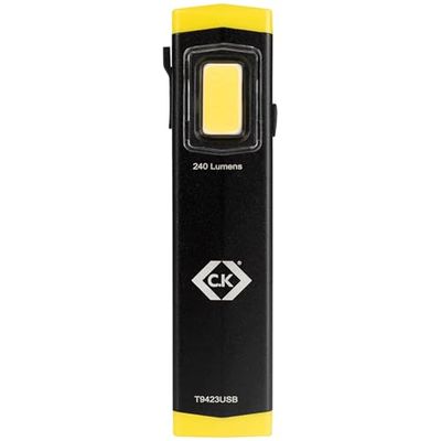 C.K Mini Inspection Light, Rechargeable COB LED 240 Magnetic Clip On Lamp for Mechanic or Electrician, Small Work Flashlight Torch, Hand Torches for Car Mechanics, Flash Light, CK Tools T9423USB