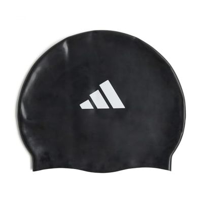 adidas ADIDAS KIDS 3-STRIPES SWIM CAP - Cuffia da nuoto unisex per bambini, black/white, One size