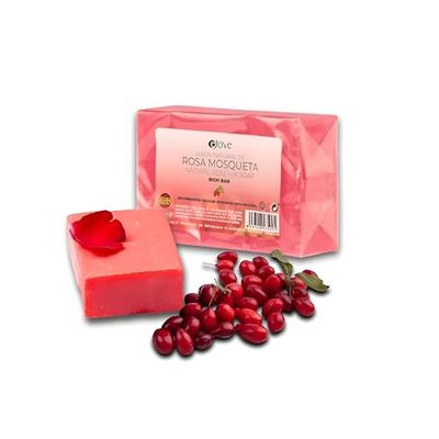 Nettoyant pour le visage rose musquée 125g | Savon naturel artisanal pour le visage et le corps | Gommage exfoliant doux | Hydratation et soin des cicatrices | Peau douce et éclatante