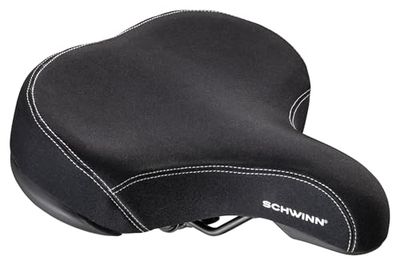 Schwinn Assento de bicicleta confortável para homens e mulheres, espuma Comfort Breeze, selim de substituição para todas as bicicletas de adultos com espigão de selim padrão, selim largo, cor preta
