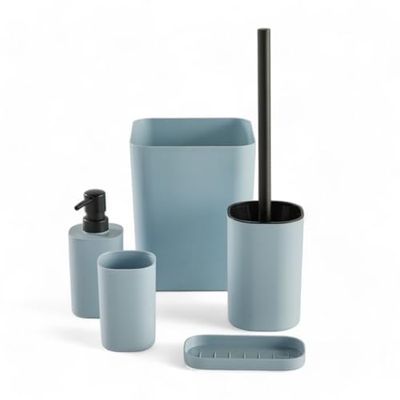 Set de 5 Accessoires en Plastique Salle de Bain Blue
