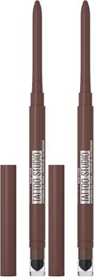 Maybelline Tattoo Liner Smokey Gel Pencil Eye Liner, Long Lasting, Fade-Proof & Waterproof Formula 40 Smokey Brown (Pack of 2)
