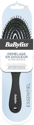 BaByliss - 3D brush - Gentle detangling - 2 different heights of bristles - Ideal shower - All hair types - Soft touch - Essential range - Random colour black or green