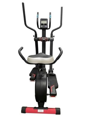 Bicicleta Elíptica Romo - Equipo de Ejercicios - Negra - Magnético - 16 Niveles de Resistencia - Ajustable en Altura - 125 kg de Capacidad - 53x53x105 cm