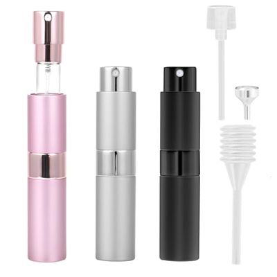 AiQInu Vaporisateur Parfum, 3 mini Vaporisateur Parfum Voyage de 8ml, Recharge Spray Flacon de Parfum, pour les Voyages et Les sorties (rose+argent+noir)