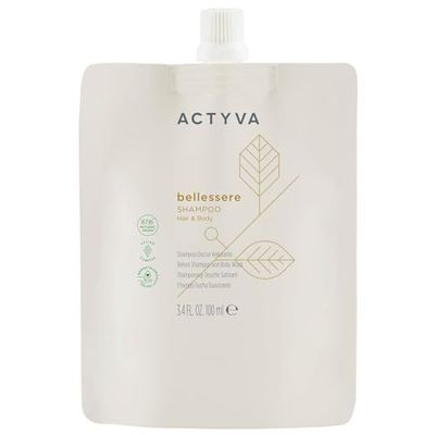 Actyva Bellessere Schampo, dusch för kropp och hår med sammetslen action med arganoljor och linne - resestorlek 100 ml