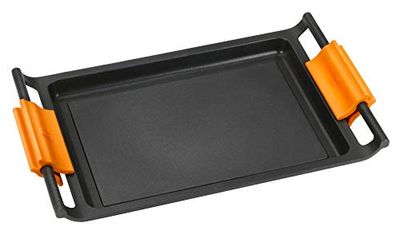 BRA Efficient | Plancha, 45 cm, Fonte d’Aluminium avec Revêtement Antiadhésif Platinum Plus sans PFOA, Compatible Tous Feux Dont Induction, Gris