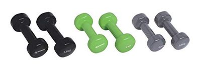 Schildkröt Fitness Set de Mancuernas (2x0,5 Kg, 2x1 Kg, 2x1,5 Kg), Gris/Negro/Verde, en un Maletín, 960210