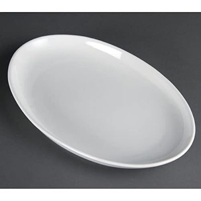 Olympia Lot de 2 assiettes ovales profondes en porcelaine Blanc 365 x 235 mm