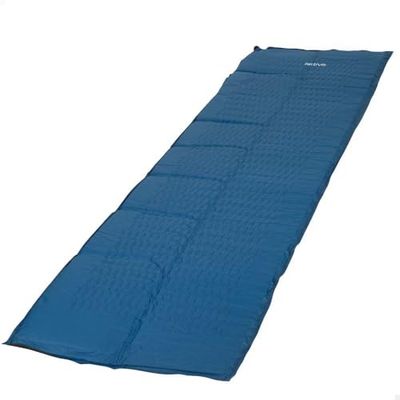 AKTIVE Tappetino gonfiabile pieghevole, 175 x 56 cm, colore blu, realizzato in ripstop e foam, borsa da trasporto, autogonfiabile, materasso gonfiabile singolo, campeggio accessori (63083)