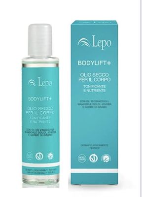 LEPO | BodyLift+ Olio Secco Corpo 100 ml, con Oli di Vinaccioli, Mandorle Dolci, Jojoba e Germe di Grano, Nutrimento Intenso per una Pelle Radiante