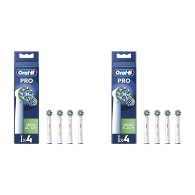Oral-B Pro Cross Action Brossettes pour Brosse à dents électriques, Pack De 4 Unités, Blanc, 1 stück (4er Pack) (Lot de 2)