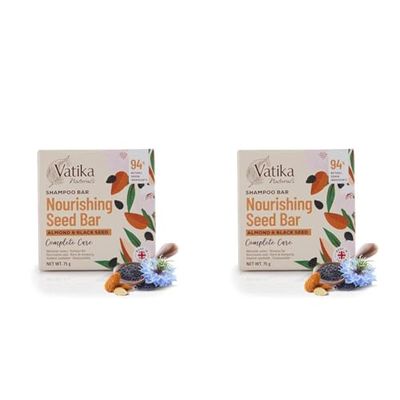Vatika Naturals Complete Care Shampoo Bar - 75g | Enriched With Extracts Of Almond Oils and Blackseed | For Damaged Hair (Pack of 2)