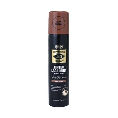 Wonder Lace Bond Tinted Lace Melt Aerosol Spray 100ml (Dark Brown) - Humidity Resistant, Quick-Drying, Lightweight, Flake-Free, Strong Hold for Seamless Lace Blending