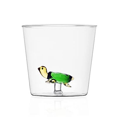 Ichendorf Milano Sköldpaddamugg, borosilikatglas, modern italiensk design, glas med figur, 8 x 8,5 cm